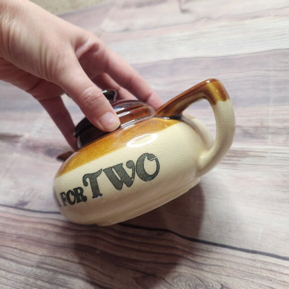 Farrah Vintage Tea for Two Brown Beige Cream Ceramic Teapot - Picture 8 of 10